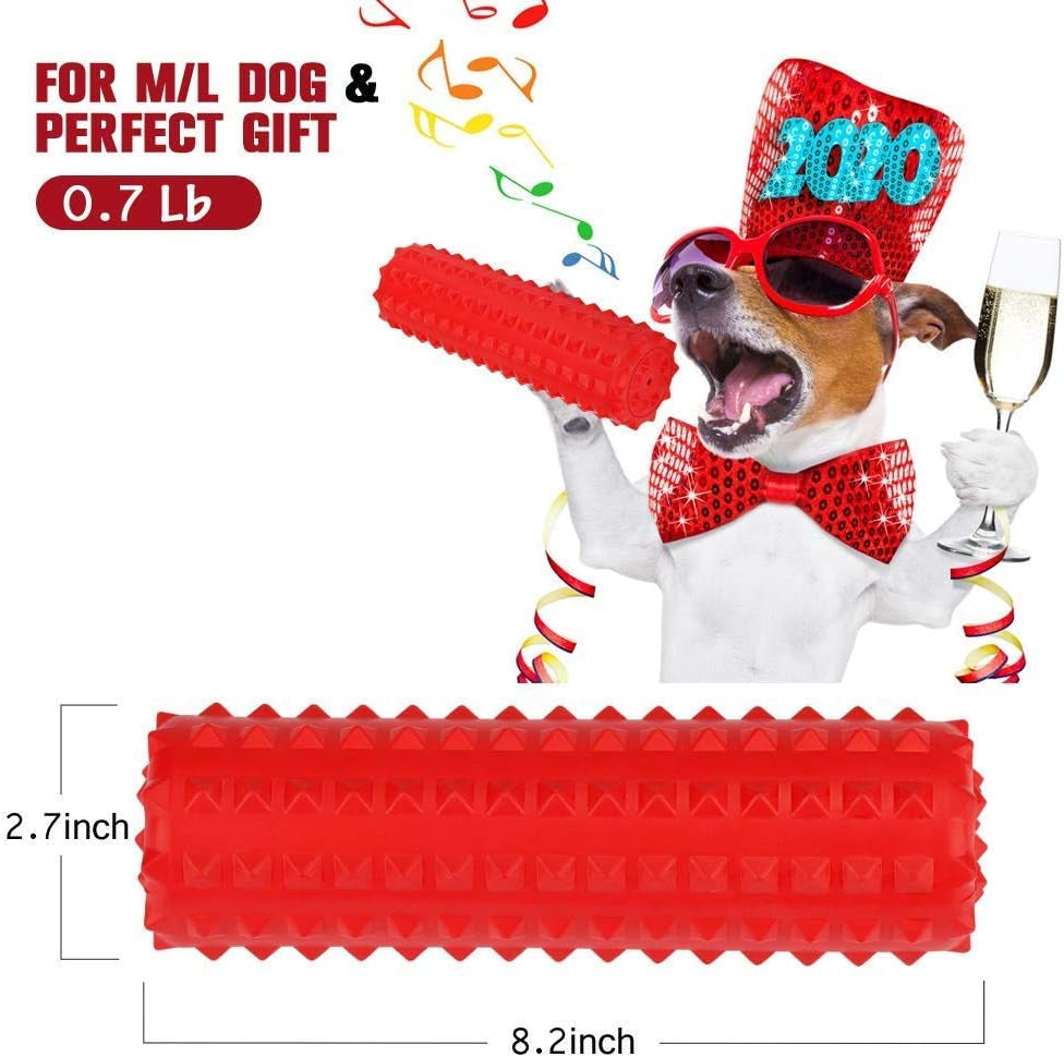 Dog Toy, Squeaky, Tough, Durable Stick Chew Toy for Large Dogs, Puppies and Aggressive Chewers with Non-Toxic Natural Rubber (Medium/Large Dog, Stick)