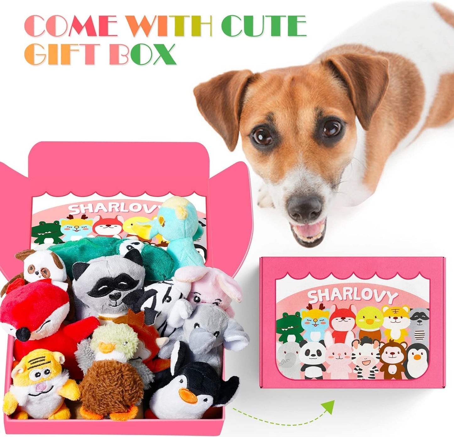 Dog Squeaky Toys for Small Dogs,Stuffed Animal Puppy Toy,Cute Puppy Chew Toy for Dog Teething, for Small to Medium Dogs,Soft Plush Pet Toys Pack 12 in Gift Box