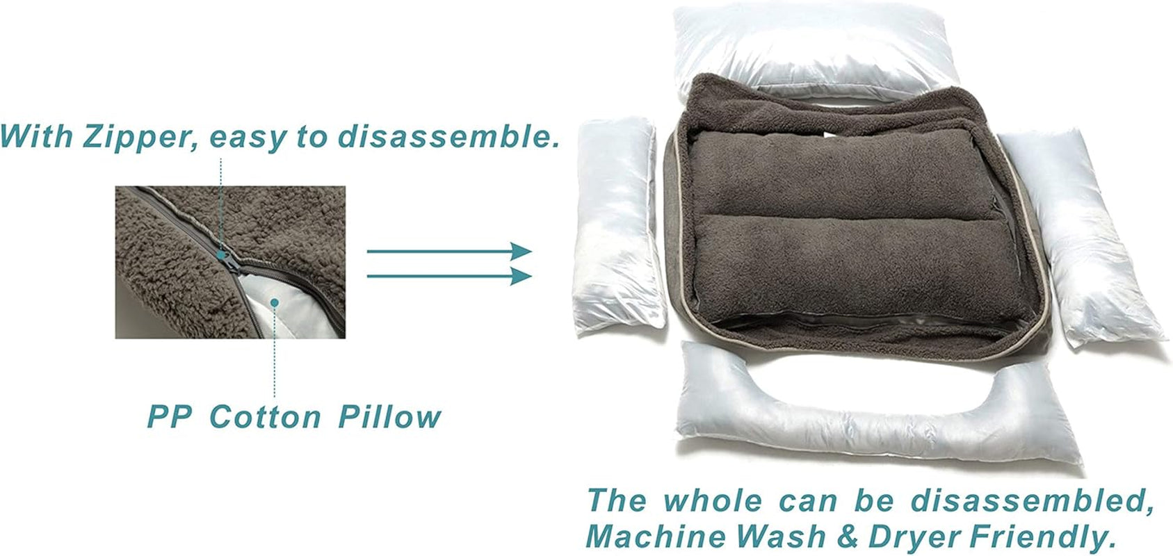 Pet Beds/Dog Beds, Self-Warming, Comfortable and Safety, Machine Wash & Dryer Friendly, Perfect Cushion Beds for Dogs and Cats (M(23.6" X 19.7" X 7.8"), Gray)