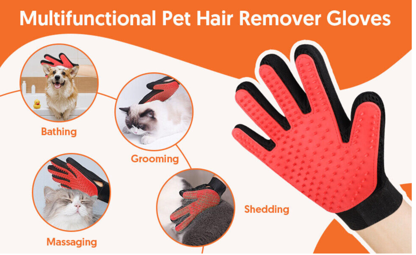 Usitek Grooming Care Pet Hair Remover Roller and Pet Grooming Gloves, Deshedding