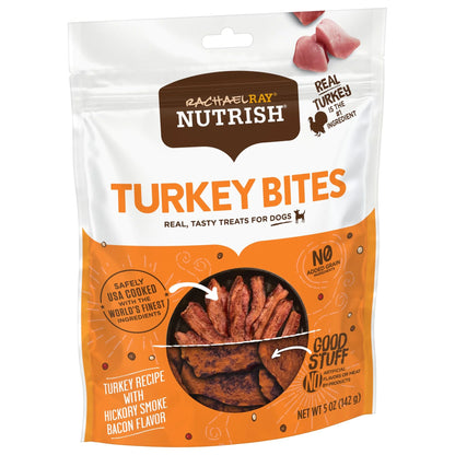 Rachael Ray  Turkey Bites Dry Dog Treats, Turkey & Hickory Smoke Bacon Soft Treats, 5 Oz. Pouch