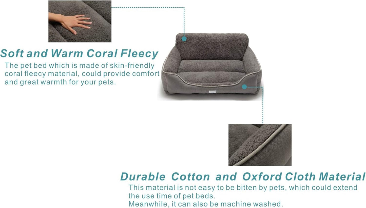 Pet Beds/Dog Beds, Self-Warming, Comfortable and Safety, Machine Wash & Dryer Friendly, Perfect Cushion Beds for Dogs and Cats (M(23.6" X 19.7" X 7.8"), Gray)