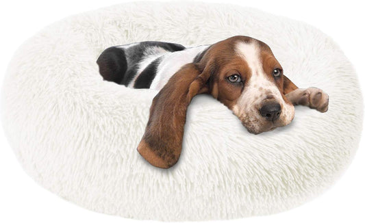 Fluffy Dog Bed Ultra Soft Washable Dog and Cat Cushion Comfy Dog Calming Cuddler