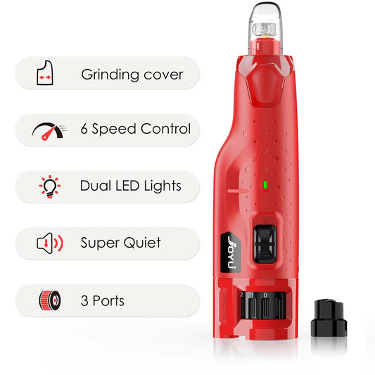 Dog Nail Grinder Dustproof with 2 LED Light - Super Quiet Powerful 6-Speed Nail Trimmer File for Small Medium Large Dogs Dog Acc