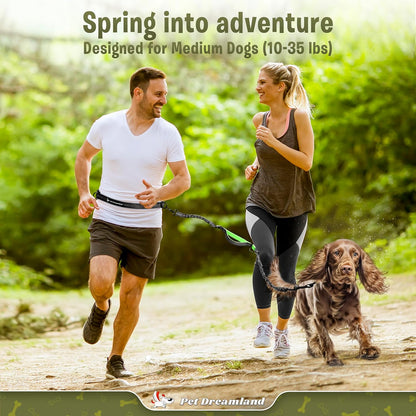 Exquisite Hands-Free Leash for Medium Dogs: Perfect for Active Pet Owners Comfortable, Durable & Ideal for Running, Walking, Hiking. Premium Dog Waist Leash with Bungee. Must-Have Dog Gear