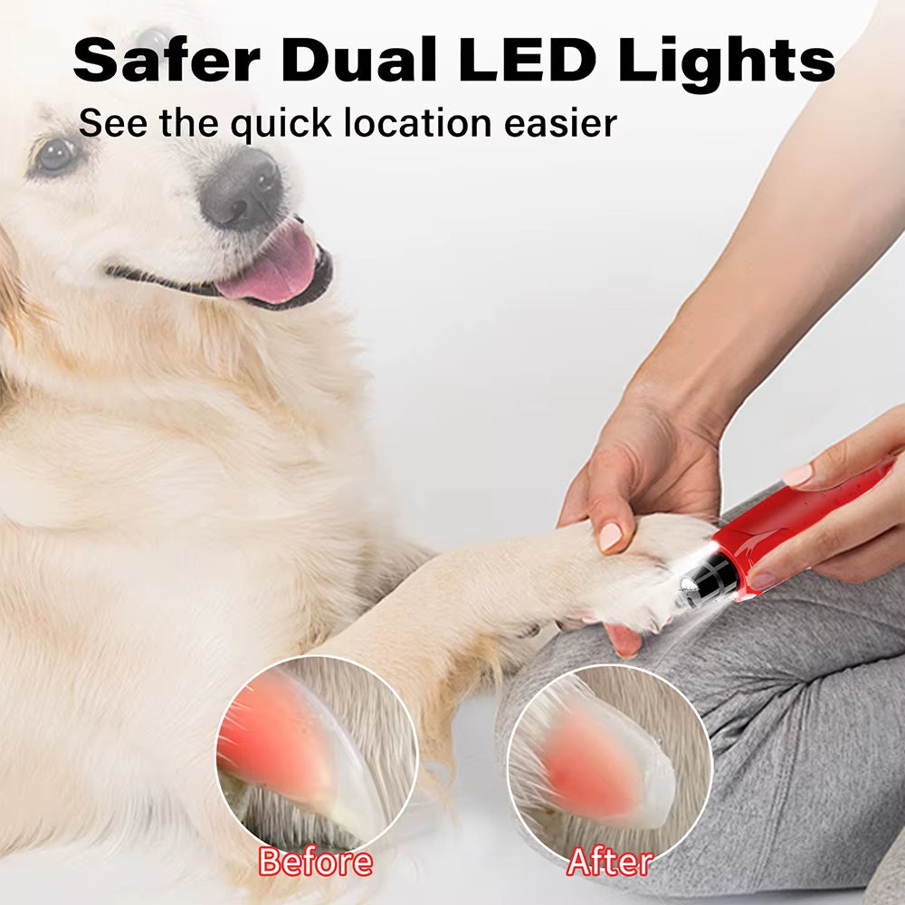 Dog Nail Grinder Dustproof with 2 LED Light - Super Quiet Powerful 6-Speed Nail Trimmer File for Small Medium Large Dogs Dog Acc