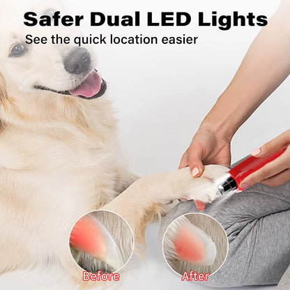 Dog Nail Grinder Dustproof with 2 LED Light - Super Quiet Powerful 6-Speed Nail Trimmer File for Small Medium Large Dogs Dog Acc