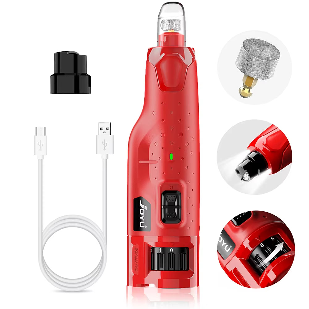 Dog Nail Grinder Dustproof with 2 LED Light - Super Quiet Powerful 6-Speed Nail Trimmer File for Small Medium Large Dogs Dog Acc