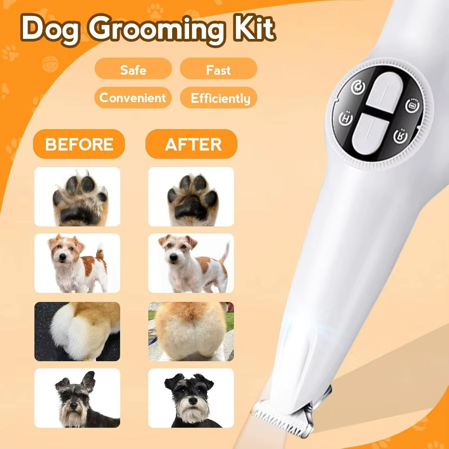 2 in 1 Electric Dog Paw Trimmer with Builtin Light for Grooming: Quiet Dog Clippers and Paw Shavers Kit for Small and Large Dog