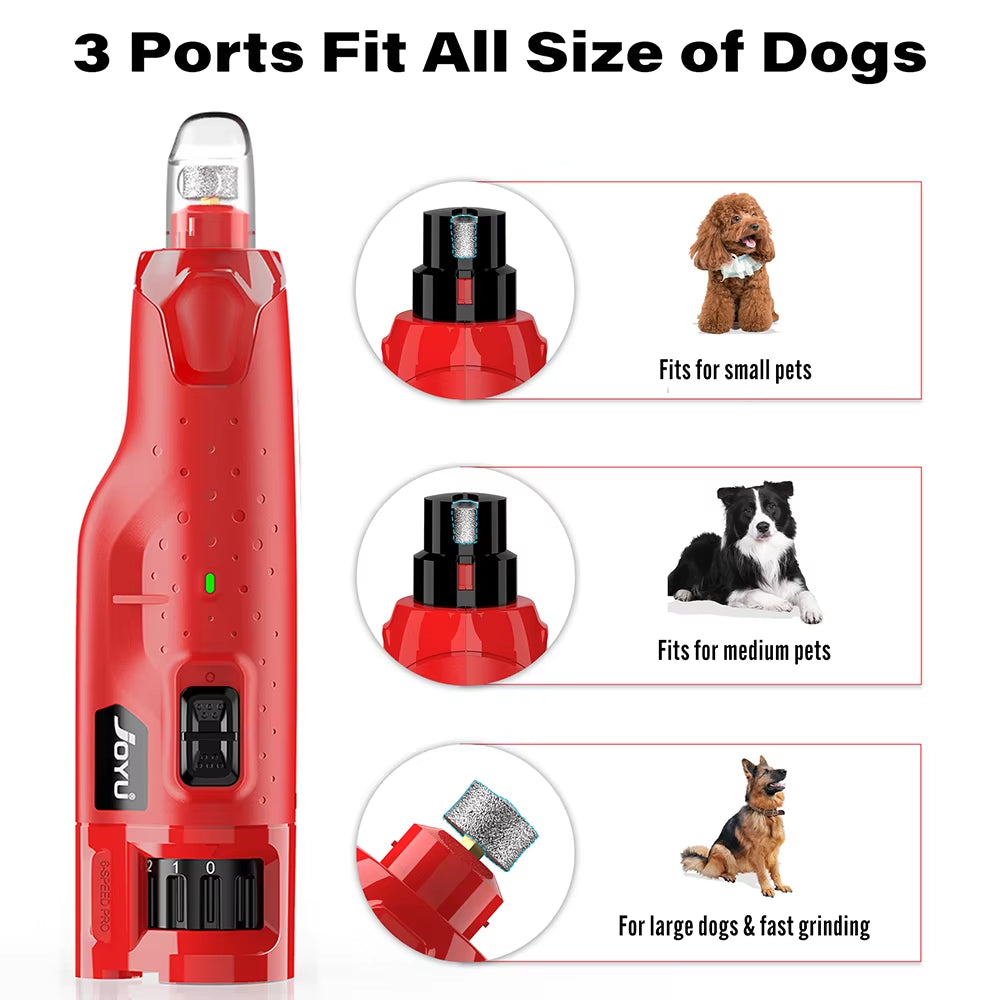 Dog Nail Grinder Dustproof with 2 LED Light - Super Quiet Powerful 6-Speed Nail Trimmer File for Small Medium Large Dogs Dog Acc