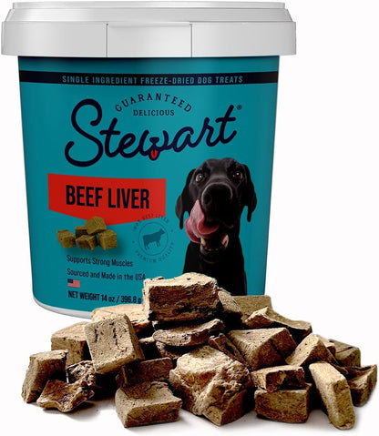 Beef Liver Dog Treats, 14 Oz, ~315 Pieces, Freeze Dried Raw, Single Ingredient, 50% Protein Training Treats or Meal Topper in a Resealable Tub, Grain Free, Gluten Free