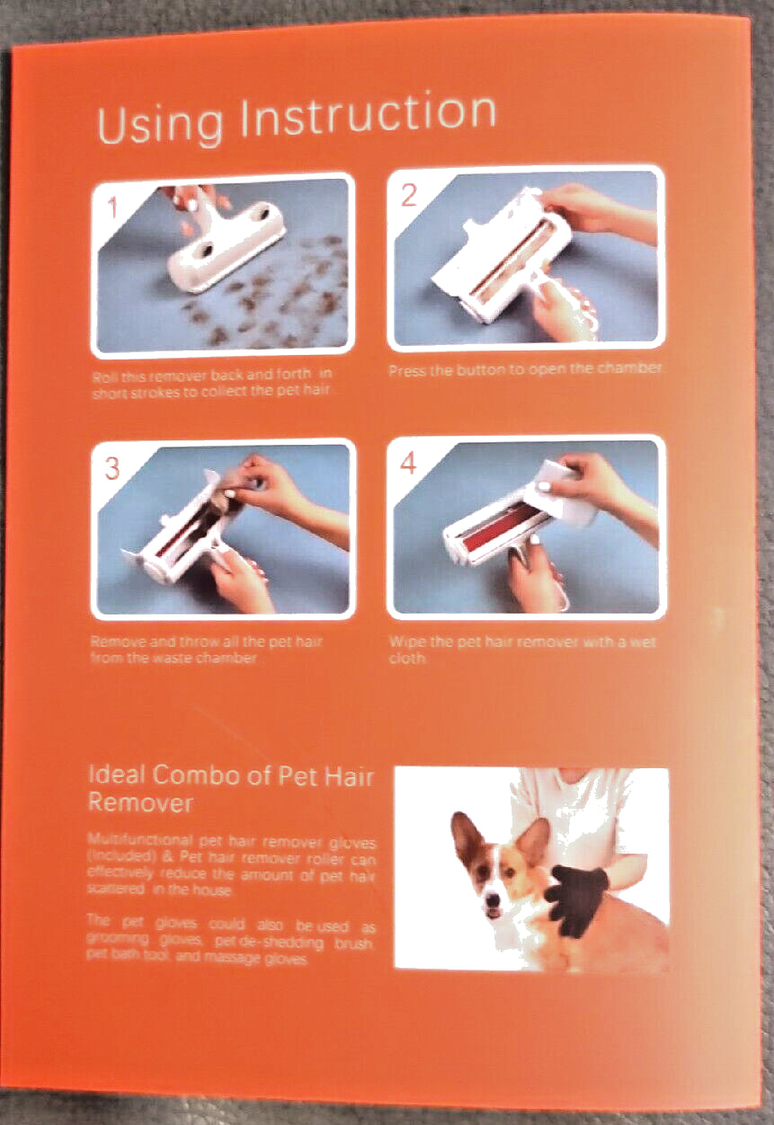 Usitek Grooming Care Pet Hair Remover Roller and Pet Grooming Gloves, Deshedding