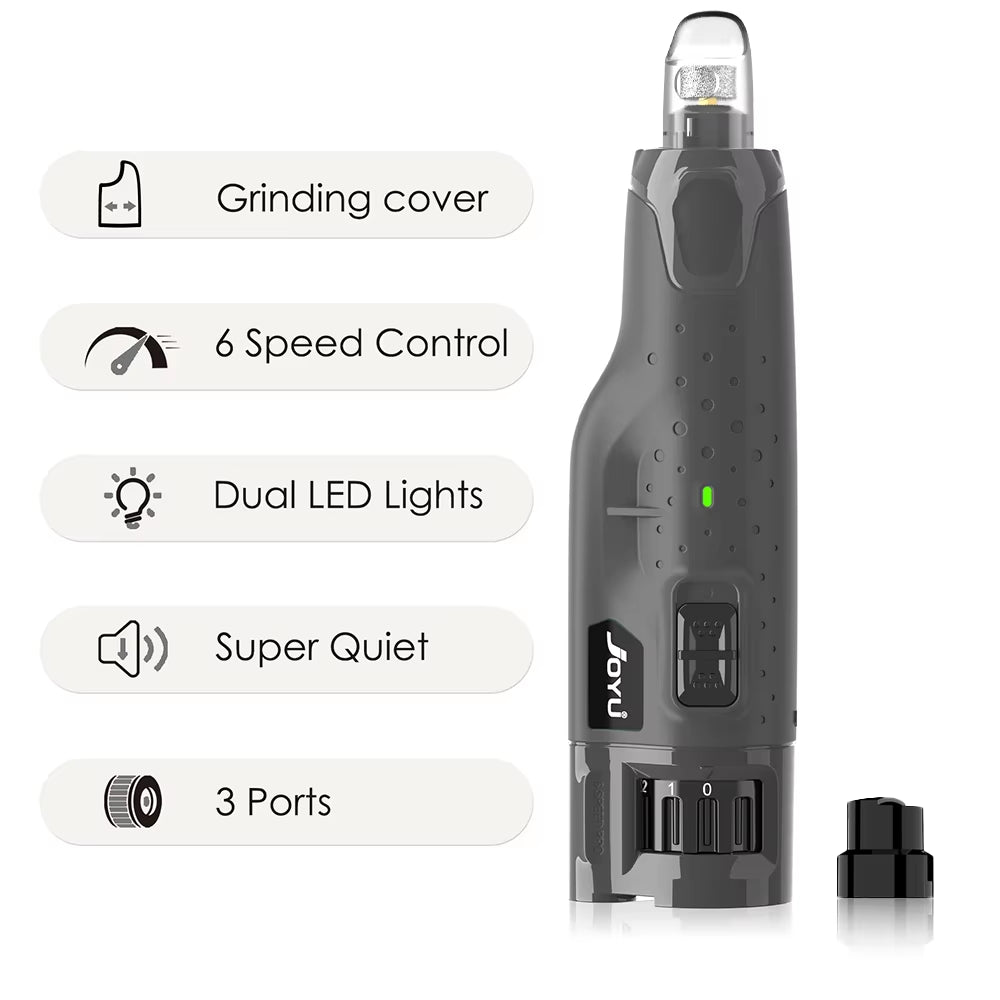 Dog Nail Grinder Dustproof with 2 LED Light - Super Quiet Powerful 6-Speed Nail Trimmer File for Small Medium Large Dogs Dog Acc