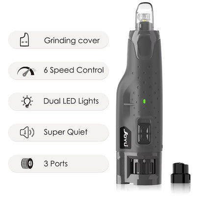 Dog Nail Grinder Dustproof with 2 LED Light - Super Quiet Powerful 6-Speed Nail Trimmer File for Small Medium Large Dogs Dog Acc