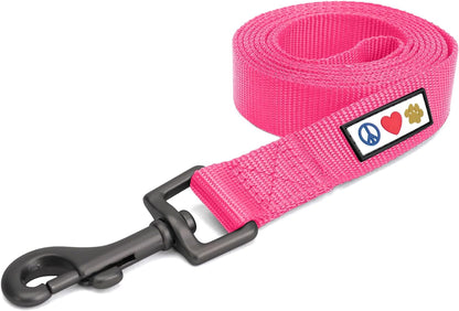 Solid 6 Ft Pink Dog Leash M/L Custom Name and Phone Embroidery Strong Nylon Leash for Medium and Large Breeds