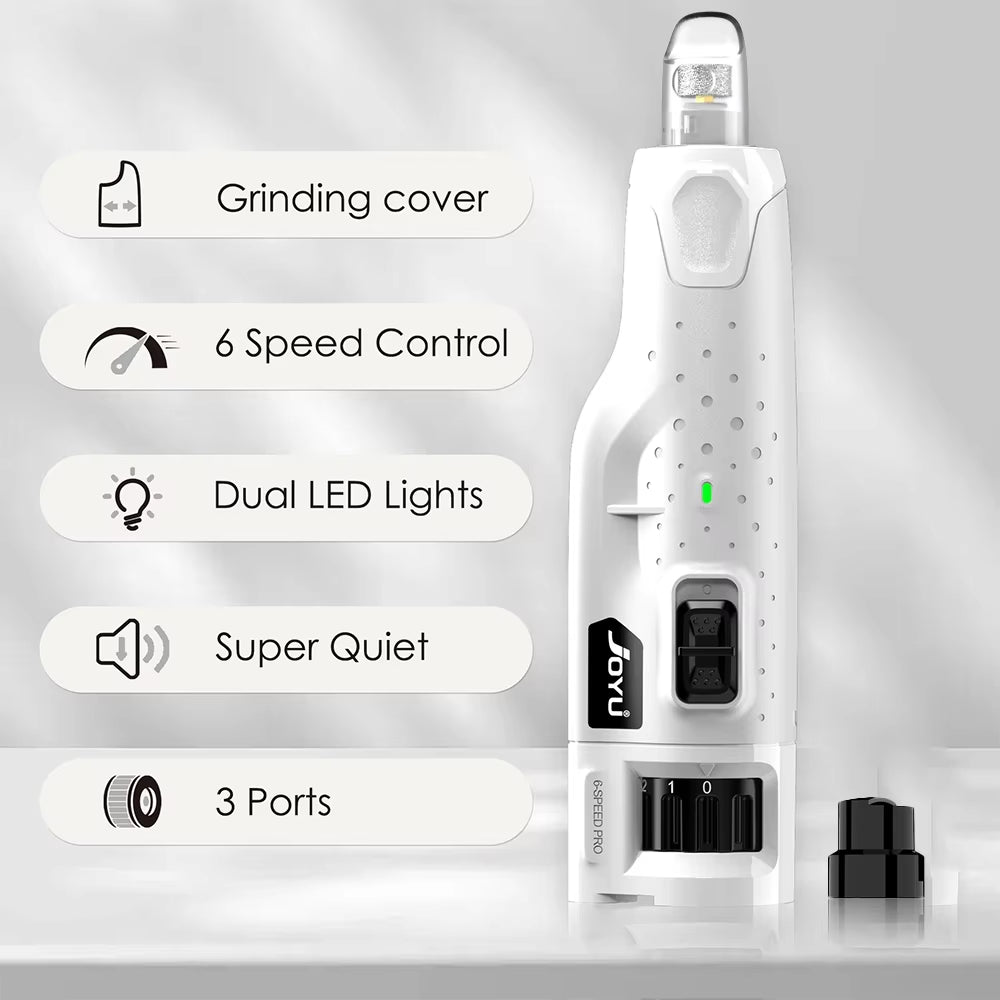 Dog Nail Grinder Dustproof with 2 LED Light - Super Quiet Powerful 6-Speed Nail Trimmer File for Small Medium Large Dogs Dog Acc