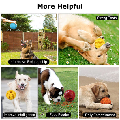 4 Pack Large Dog Treat Ball, Interactive Food Dispensing Puppy Puzzle Toy, Natural Rubber