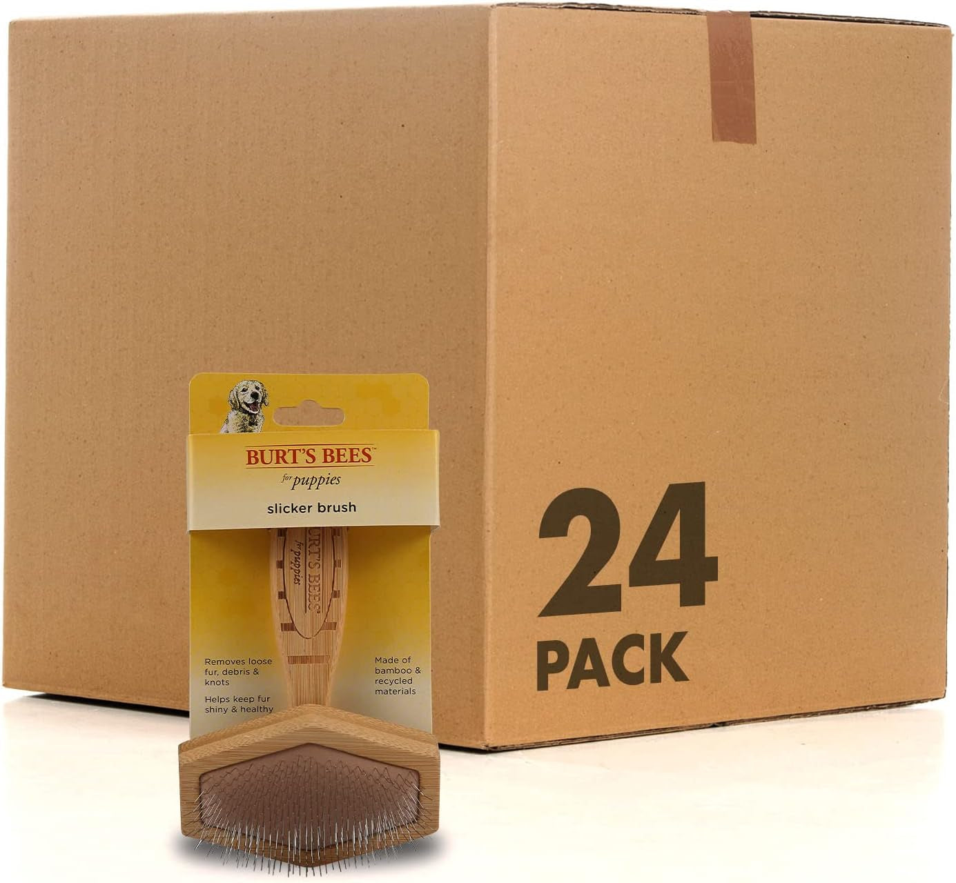 Bamboo Slicker Brush for Dogs and Puppies | Removes Knots, Debris, Loose Fur | Made of Bamboo and Recycled Materials, 24 Pack