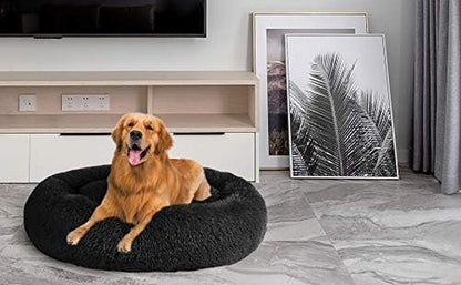 Donut Dog & Cat Bed - Faux Fur Cuddler, Round, Comfortable for Small to Large Dogs, Ultra Soft, Self Warming, Multiple Sizes