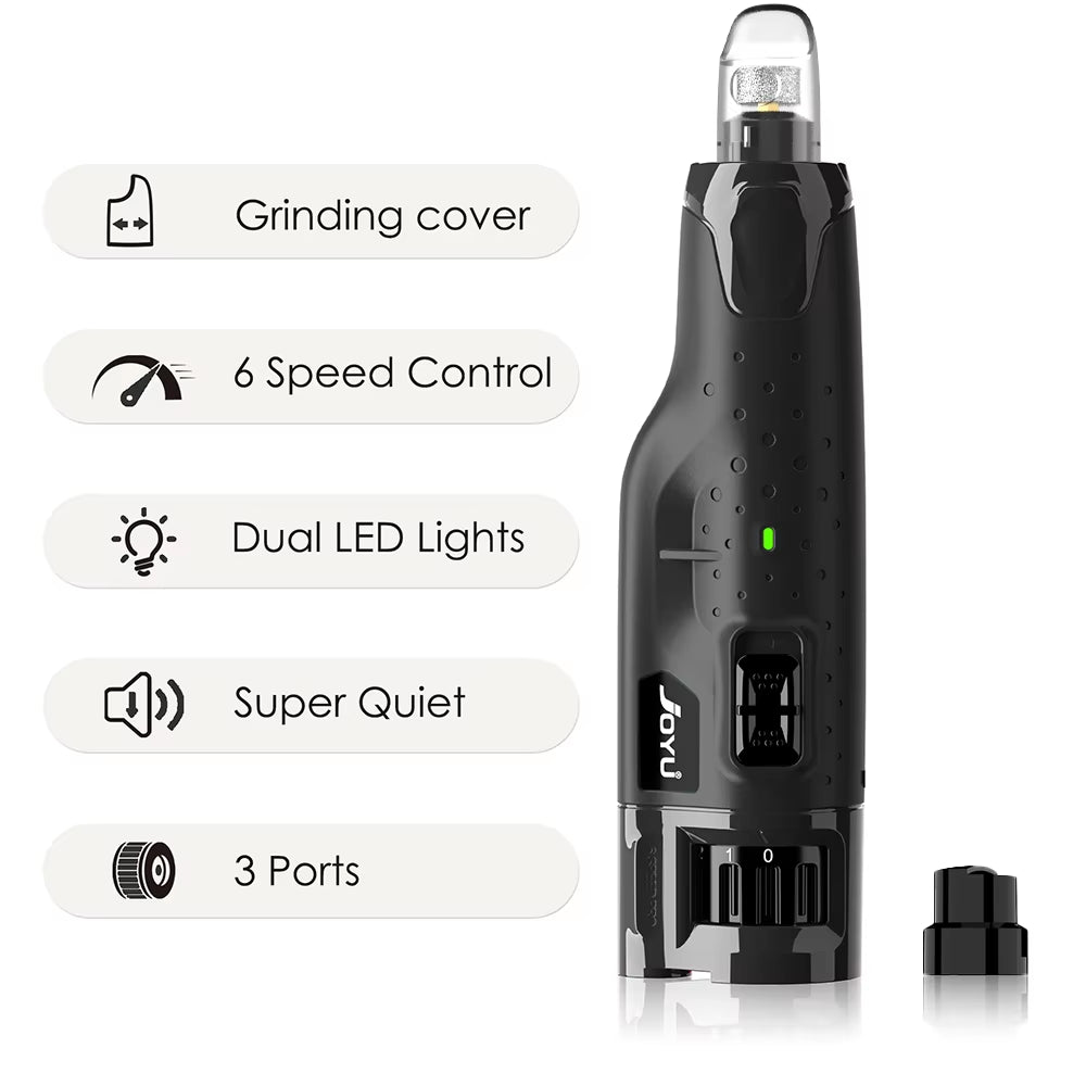 Dog Nail Grinder Dustproof with 2 LED Light - Super Quiet Powerful 6-Speed Nail Trimmer File for Small Medium Large Dogs Dog Acc
