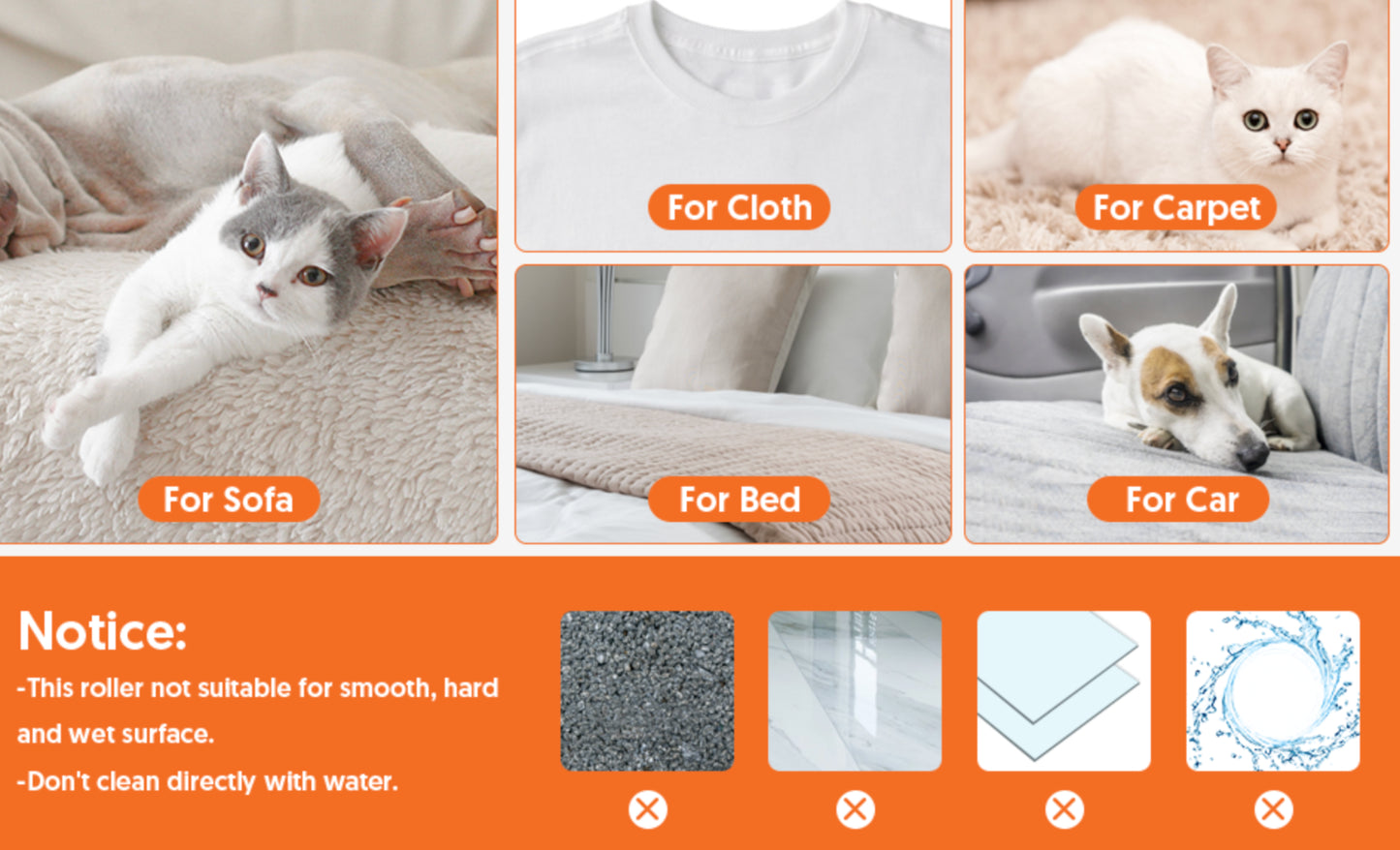 Usitek Grooming Care Pet Hair Remover Roller and Pet Grooming Gloves, Deshedding