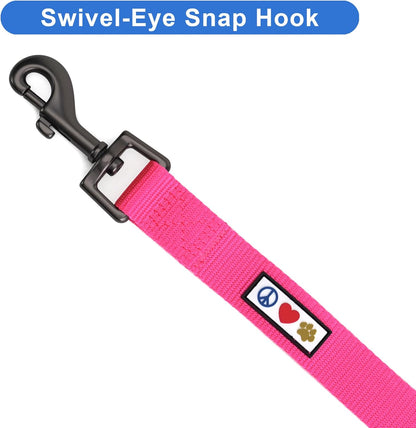 Solid 6 Ft Pink Dog Leash M/L Custom Name and Phone Embroidery Strong Nylon Leash for Medium and Large Breeds