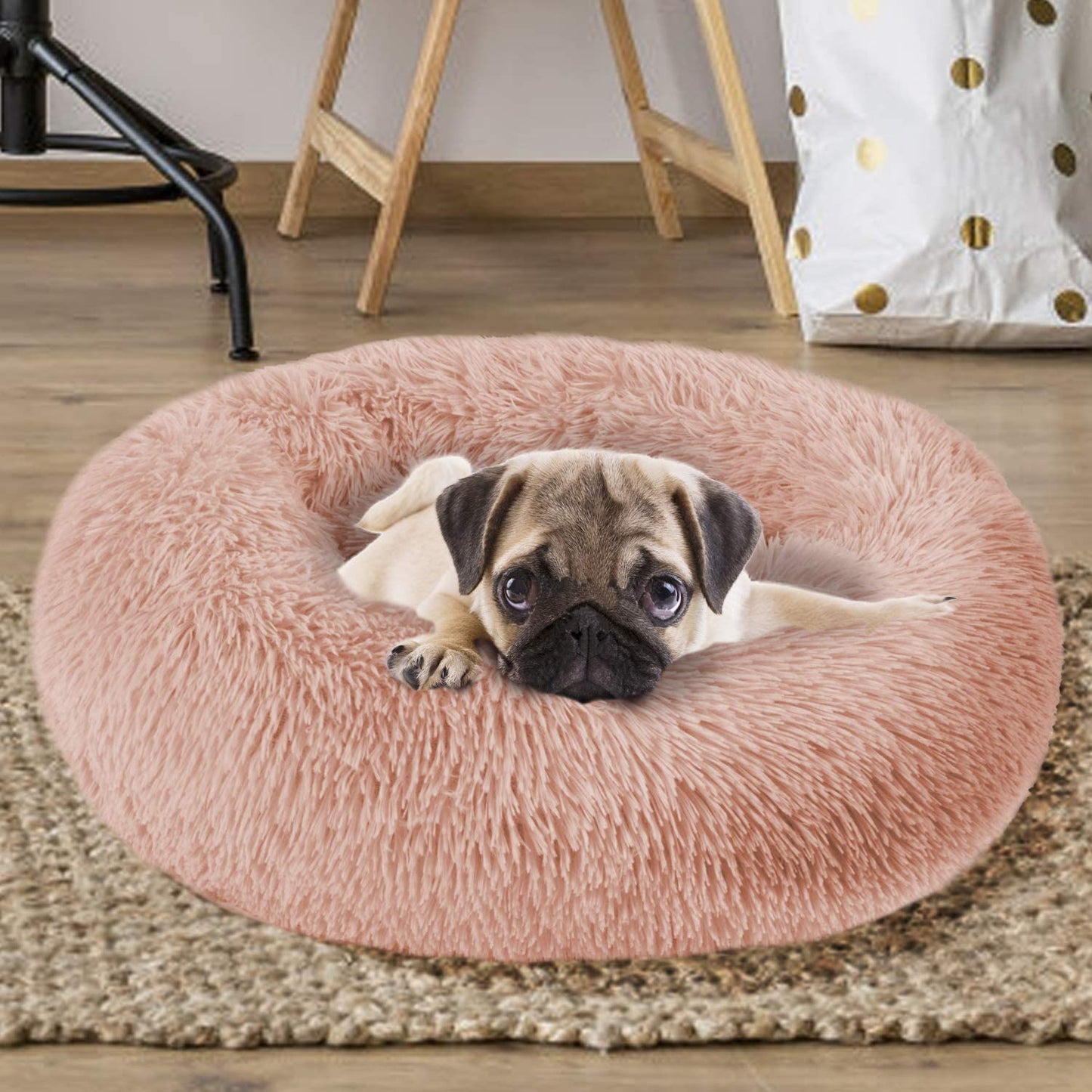 round Dog Bed Cuddler Washable round Pet Bed for Cats and Medium Dogs Comforting Dog Bed