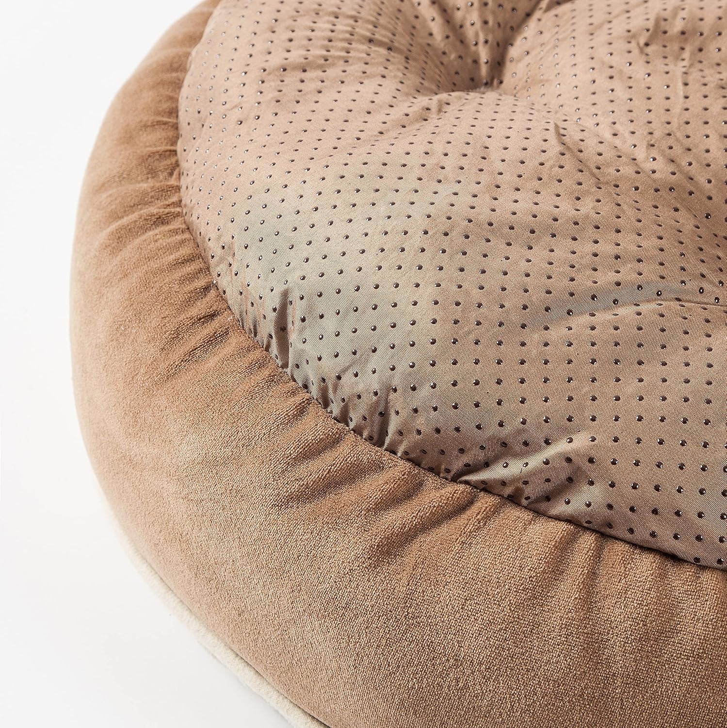 Round Bolster Dog or Cat Bed Donut Pet Bed Pet Supplies Machine Washable Pet Sofa 20X20 Brown