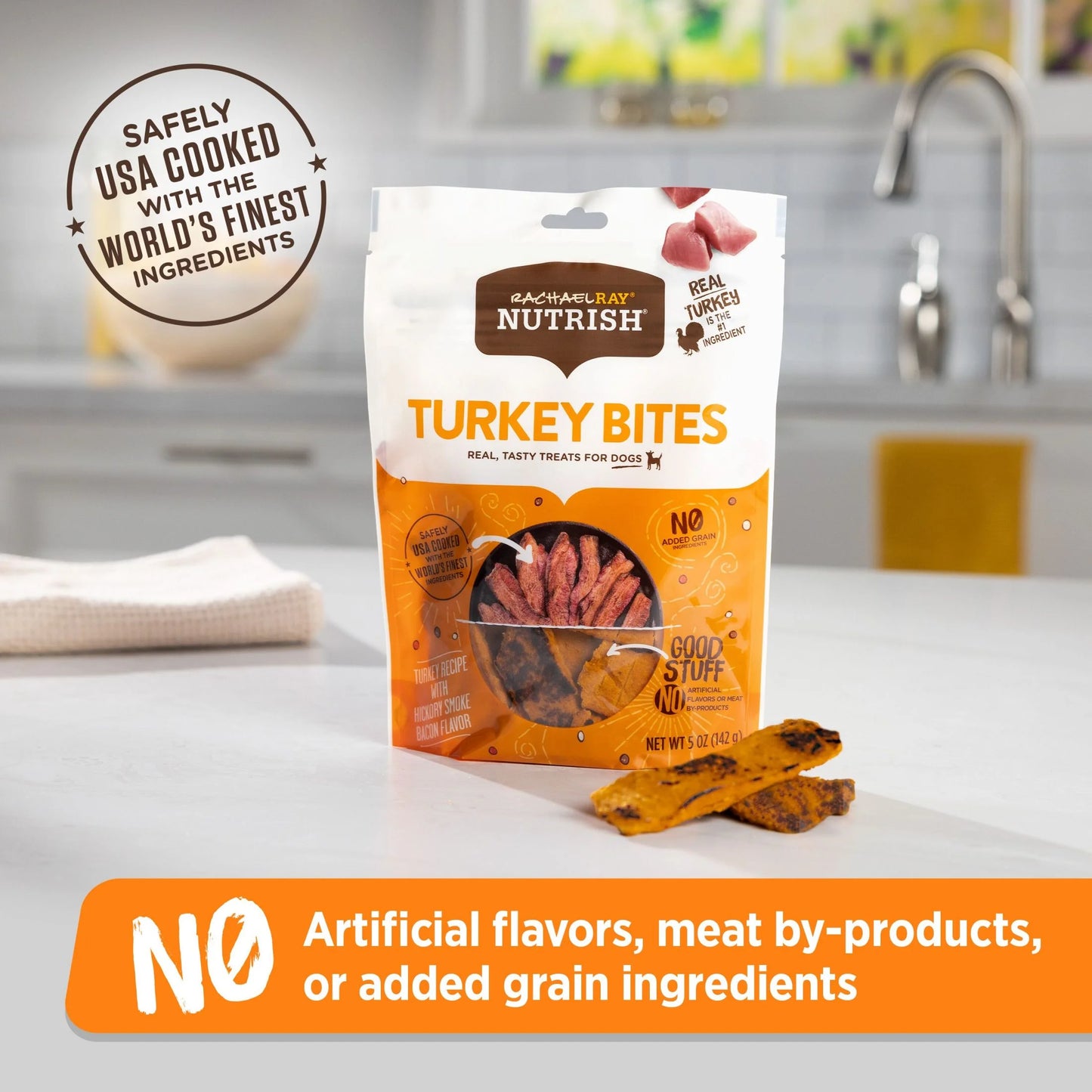 Rachael Ray  Turkey Bites Dry Dog Treats, Turkey & Hickory Smoke Bacon Soft Treats, 5 Oz. Pouch