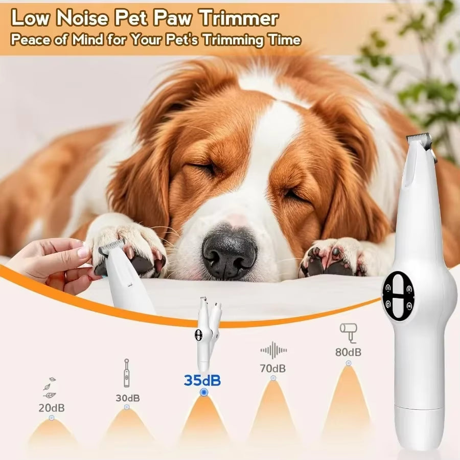 2 in 1 Electric Dog Paw Trimmer with Builtin Light for Grooming: Quiet Dog Clippers and Paw Shavers Kit for Small and Large Dog